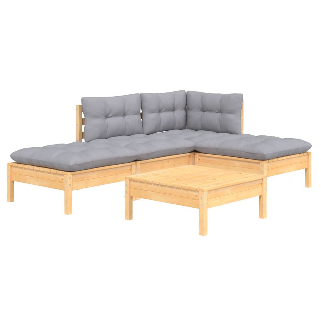 vidaXL Gartenlounge-Set 5-tlg. Garten-Lounge-Set mit Grauen günstig online kaufen