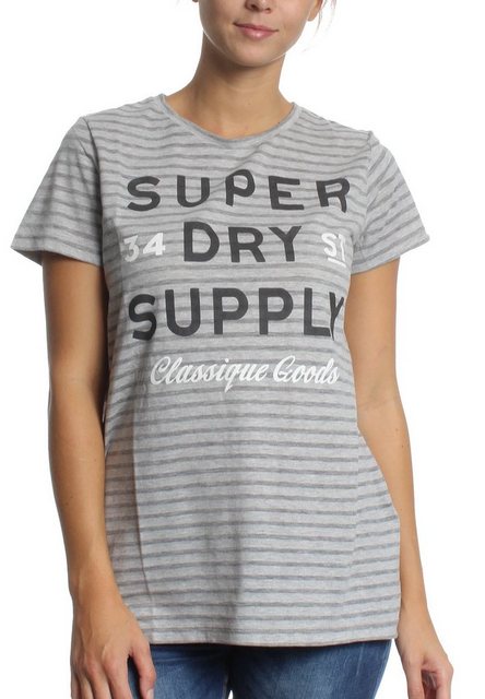 Superdry T-Shirt Superdry Damen T-Shirt CLASSIQUE GOODS LONG LINE Outre Gre günstig online kaufen