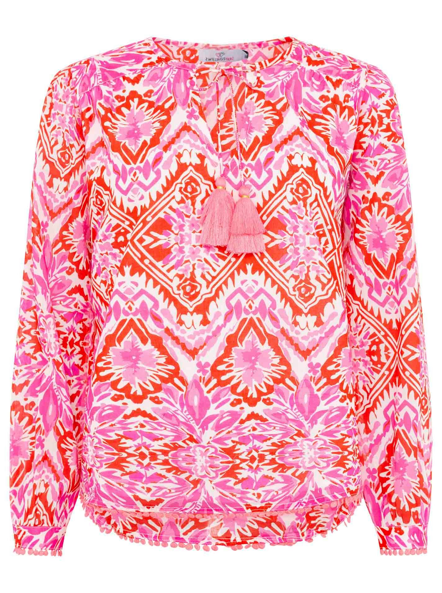 Zwillingsherz Shirtbluse "Tröpfchen" Tasseln,Pom Pom Besatz, günstig online kaufen