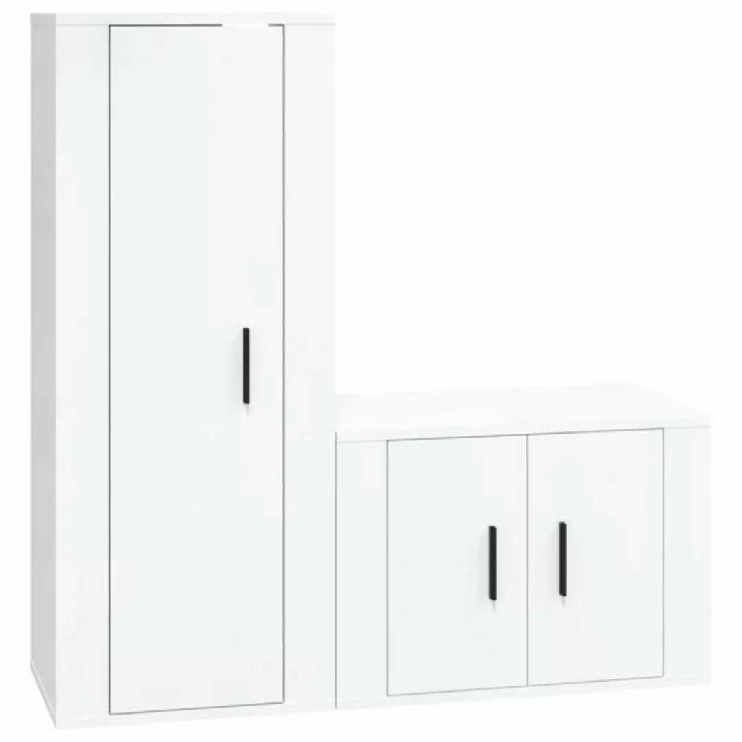 furnicato TV-Schrank 2-tlg. TV-Schrank-Set Hochglanz-Weiß Holzwerkstoff (1- günstig online kaufen