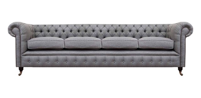 JVmoebel Chesterfield-Sofa Chesterfield Viersitzer Grau Sofa Couch Einricht günstig online kaufen