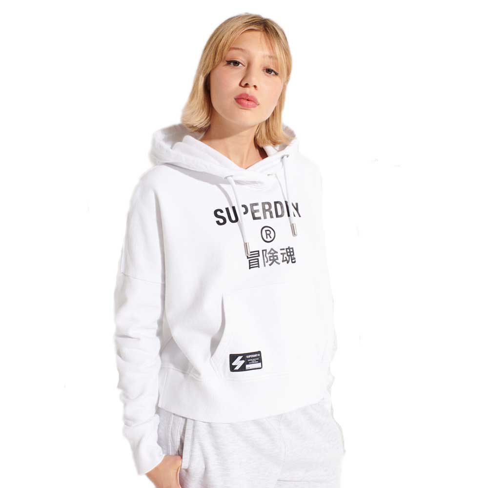 Superdry Corp Logo Foil Crop Hood Pullover XS Optic günstig online kaufen