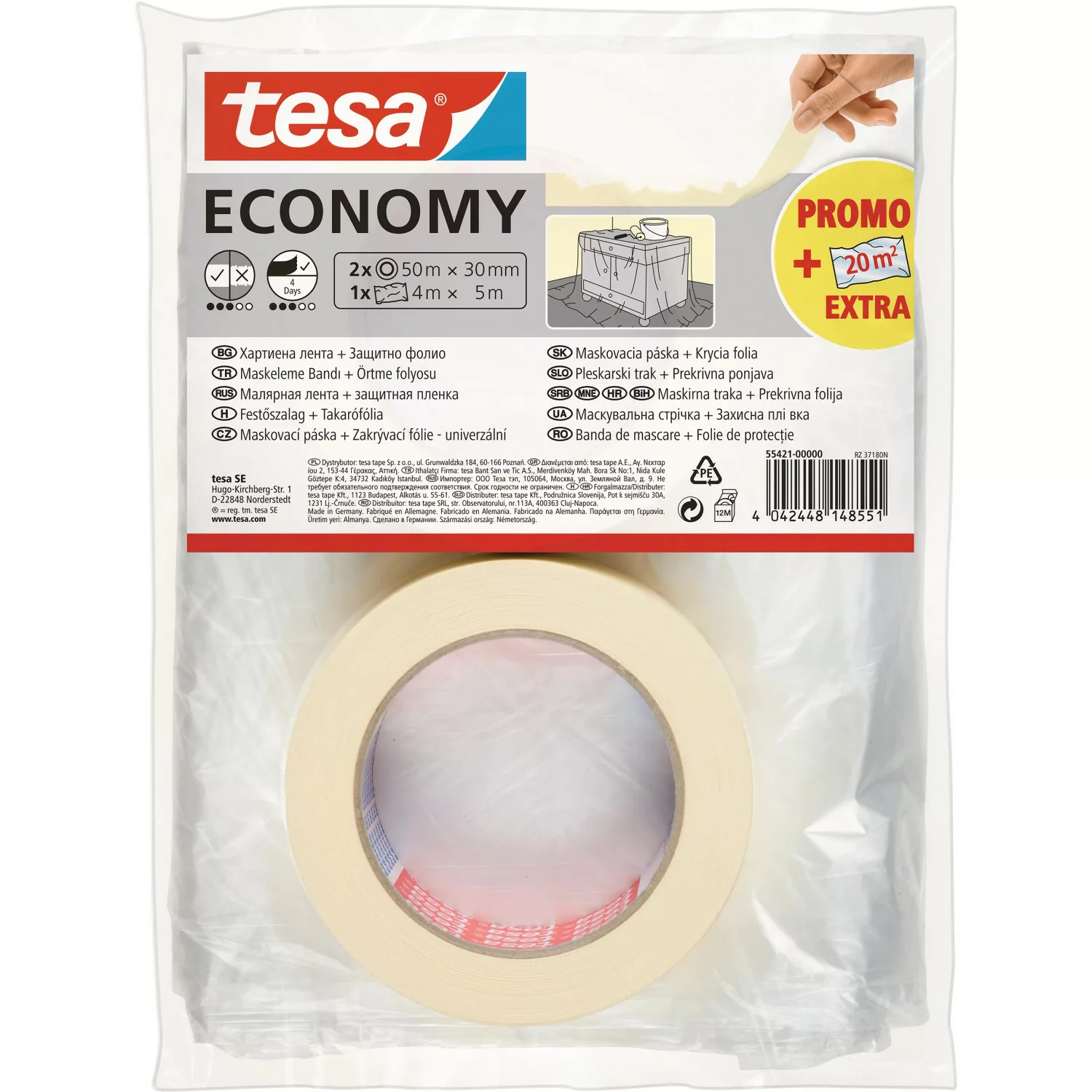 Tesa Malerband-Set Economy 2 x 50 m x 30 mm inkl. Folie günstig online kaufen