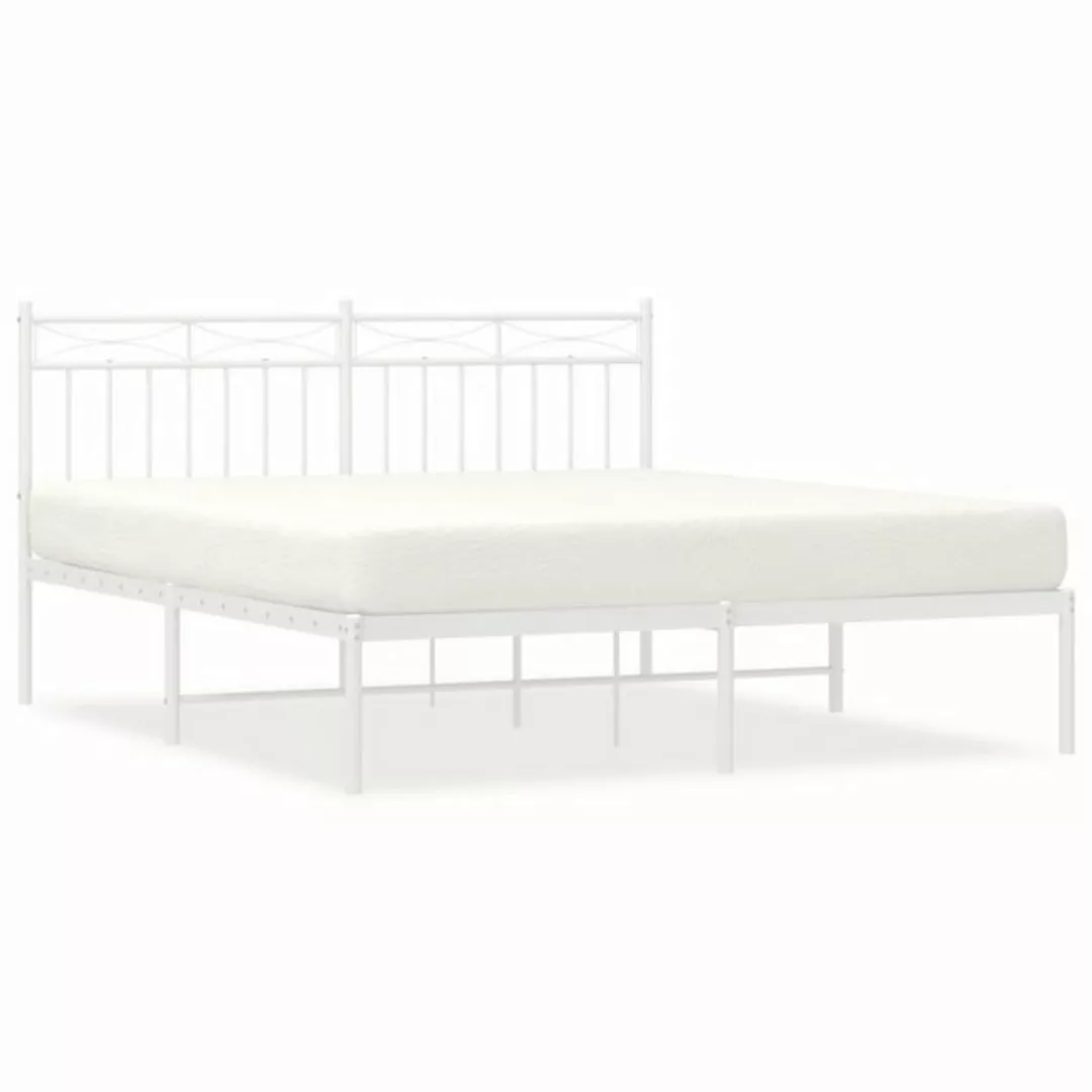 furnicato Bett Bettgestell mit Kopfteil Metall Weiß 160x200 cm günstig online kaufen