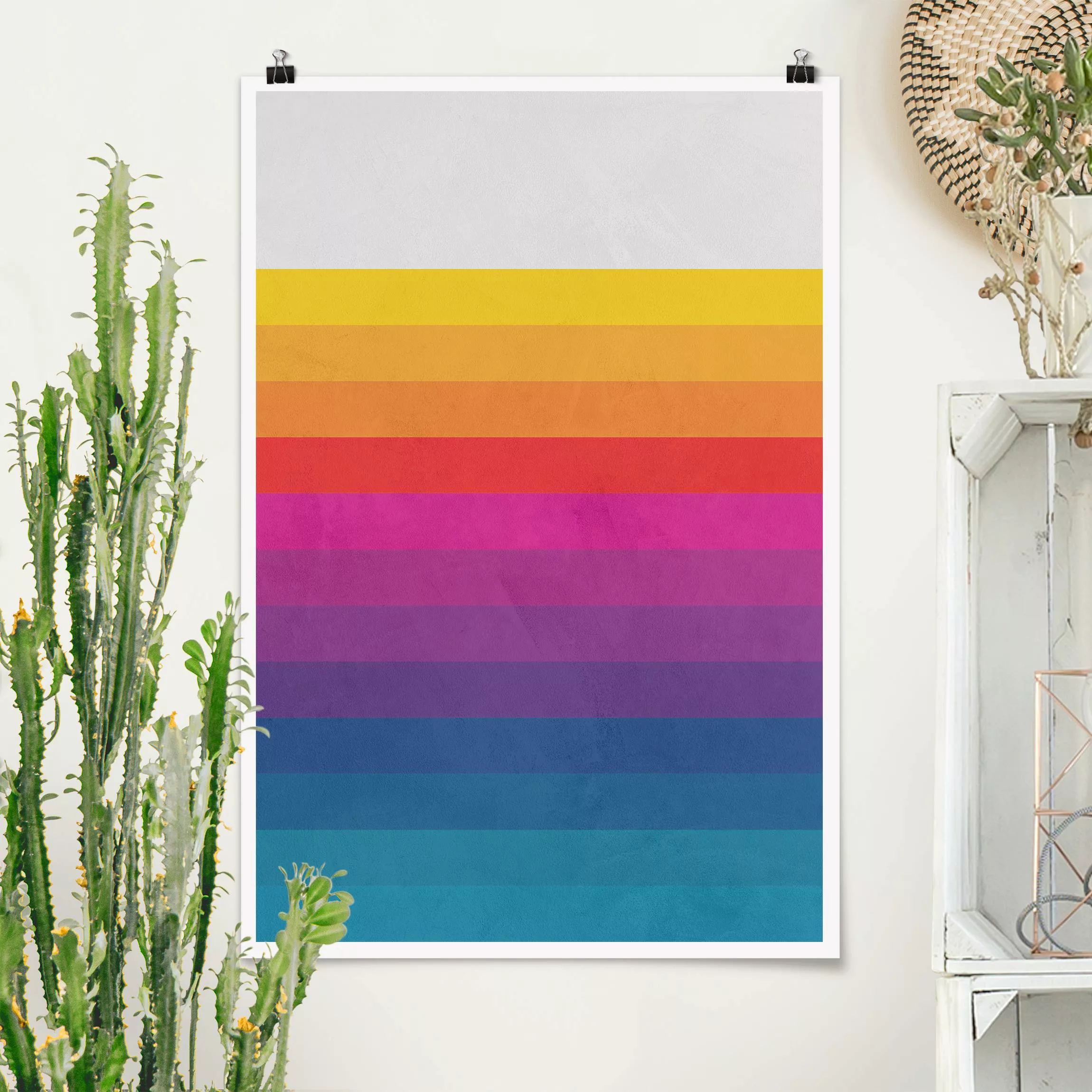 Poster Retro Regenbogen Streifen günstig online kaufen