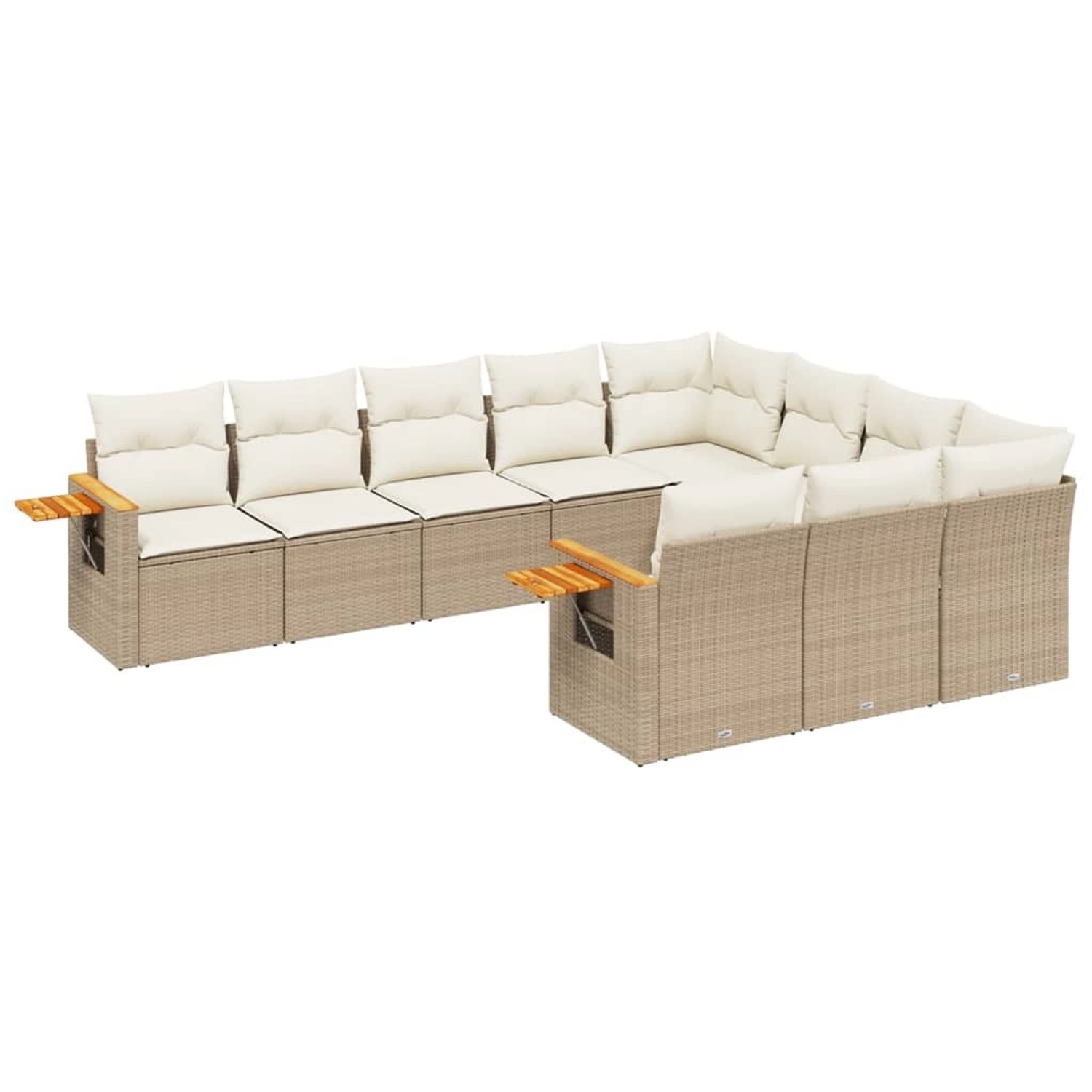 vidaXL 10-tlg Garten-Sofagarnitur mit Kissen Beige Poly Rattan Modell 155 günstig online kaufen