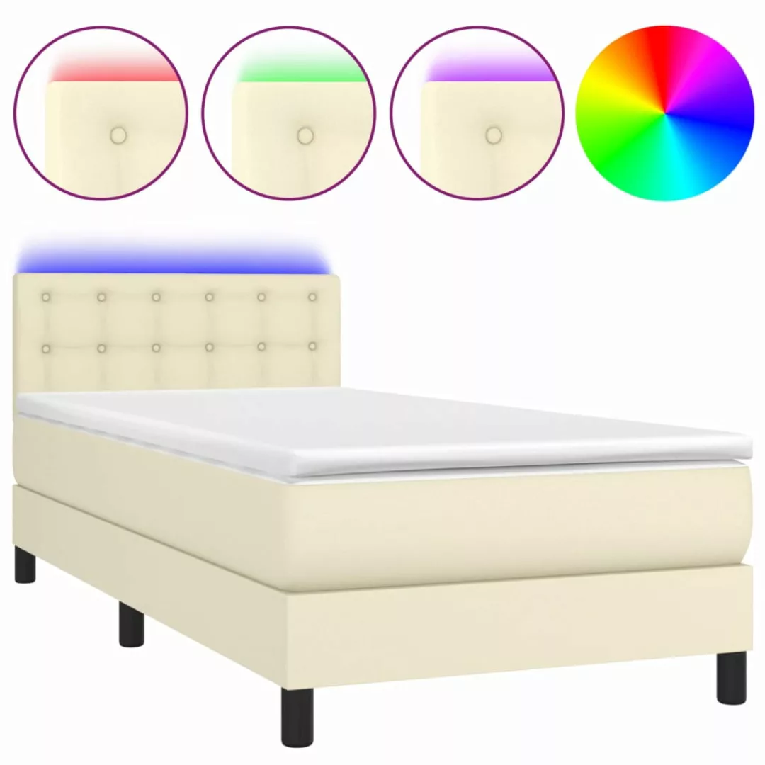 Vidaxl Boxspringbett Mit Matratze & Led Creme 100x200 Cm Kunstleder günstig online kaufen