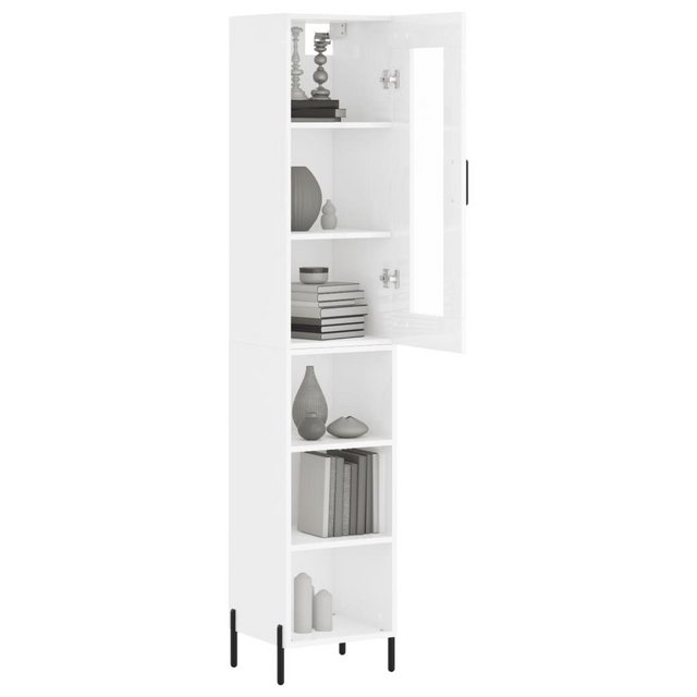 vidaXL Vitrine Highboard Hochglanz-Weiß 34,5x34x180 cm Spanplatte Glas Vitr günstig online kaufen