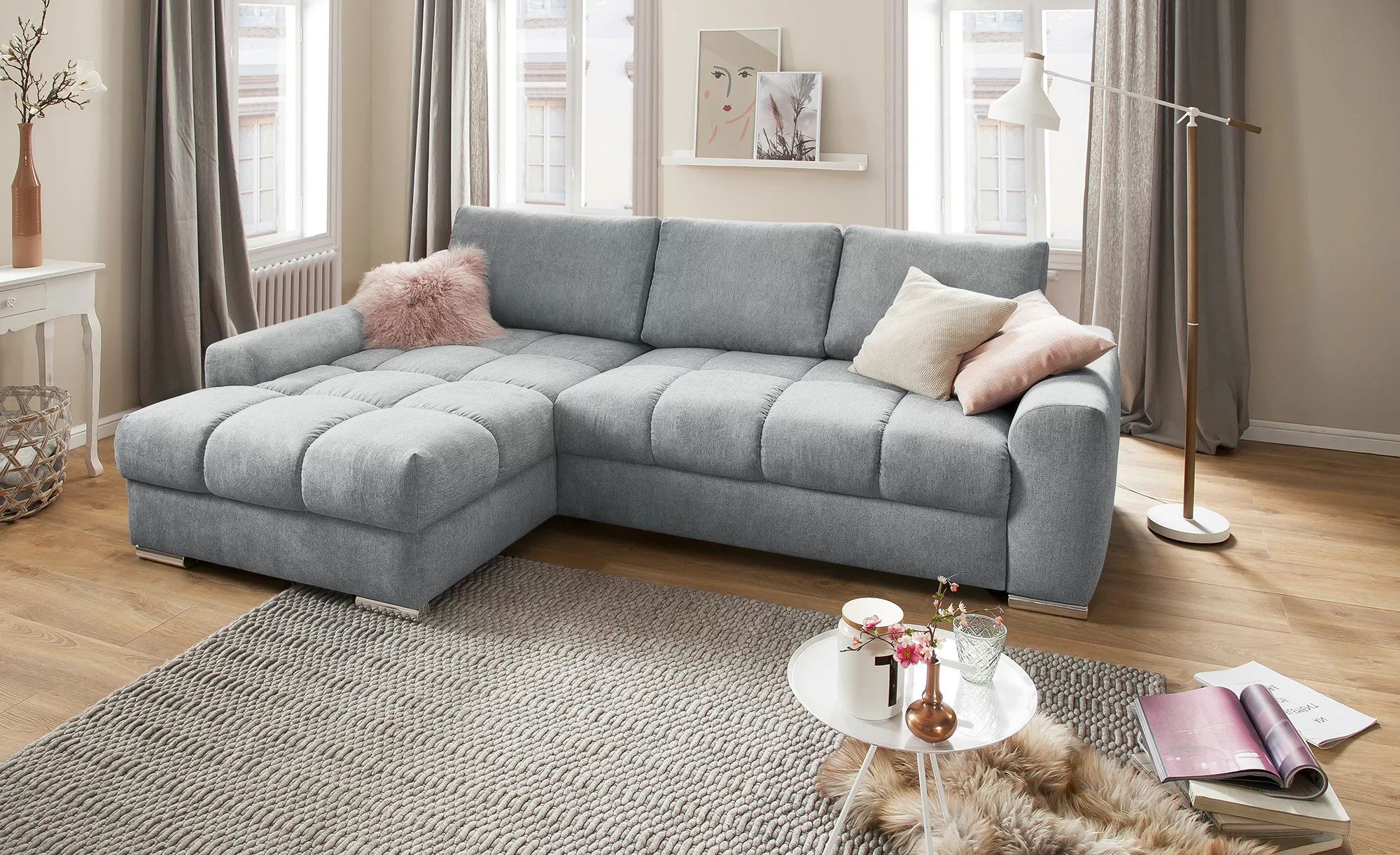 bobb Ecksofa mit praktischem Stauraum Soumia ¦ grau ¦ Maße (cm): B: 283 H: günstig online kaufen