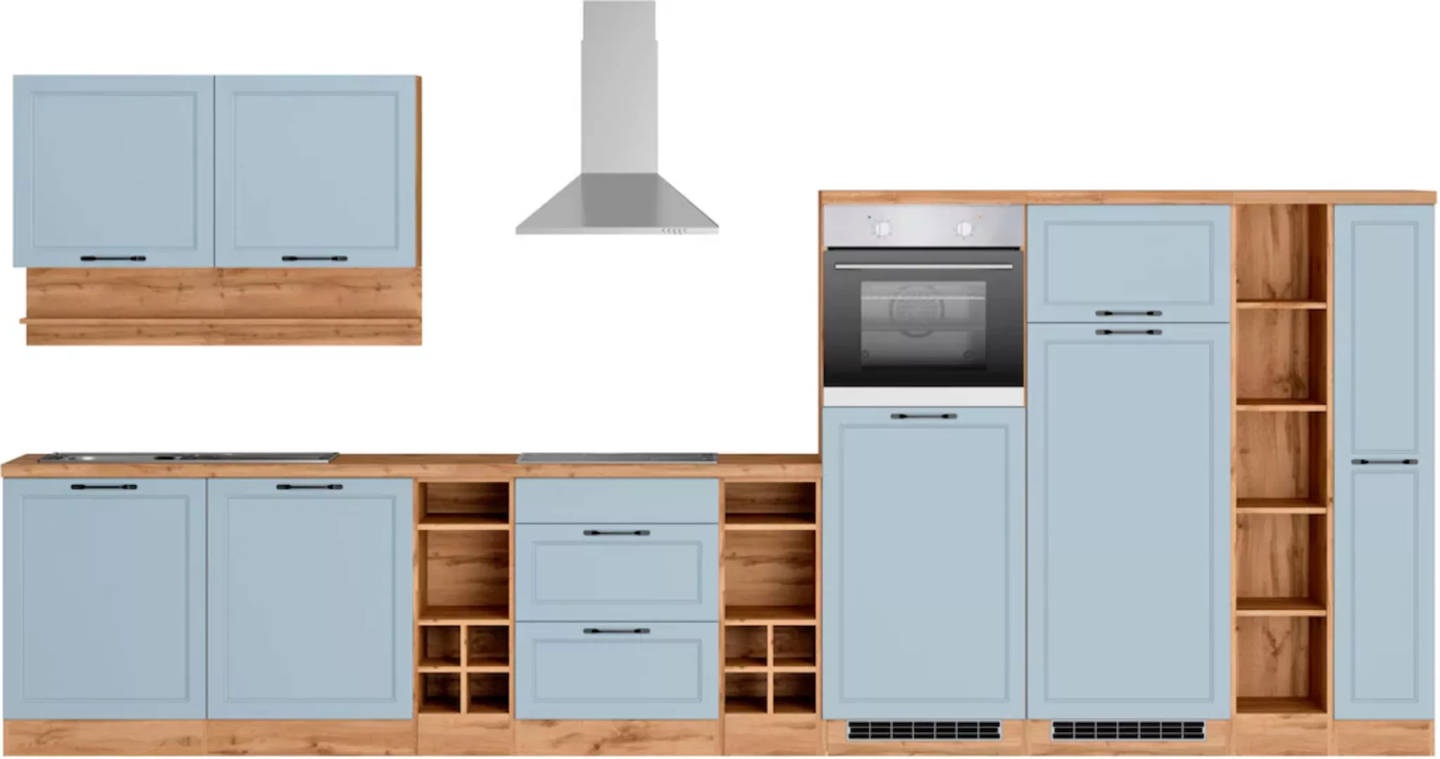 Kochstation Küche "KS-Lana", 420 cm breit, wahlweise mit oder ohne E-Geräte günstig online kaufen