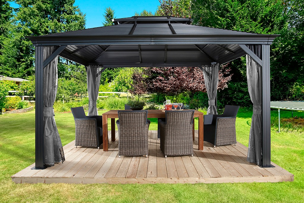 Sojag Pavillon Mykonos edles Basaltgrau Metall B/H/L: ca. 425x291x299 cm günstig online kaufen