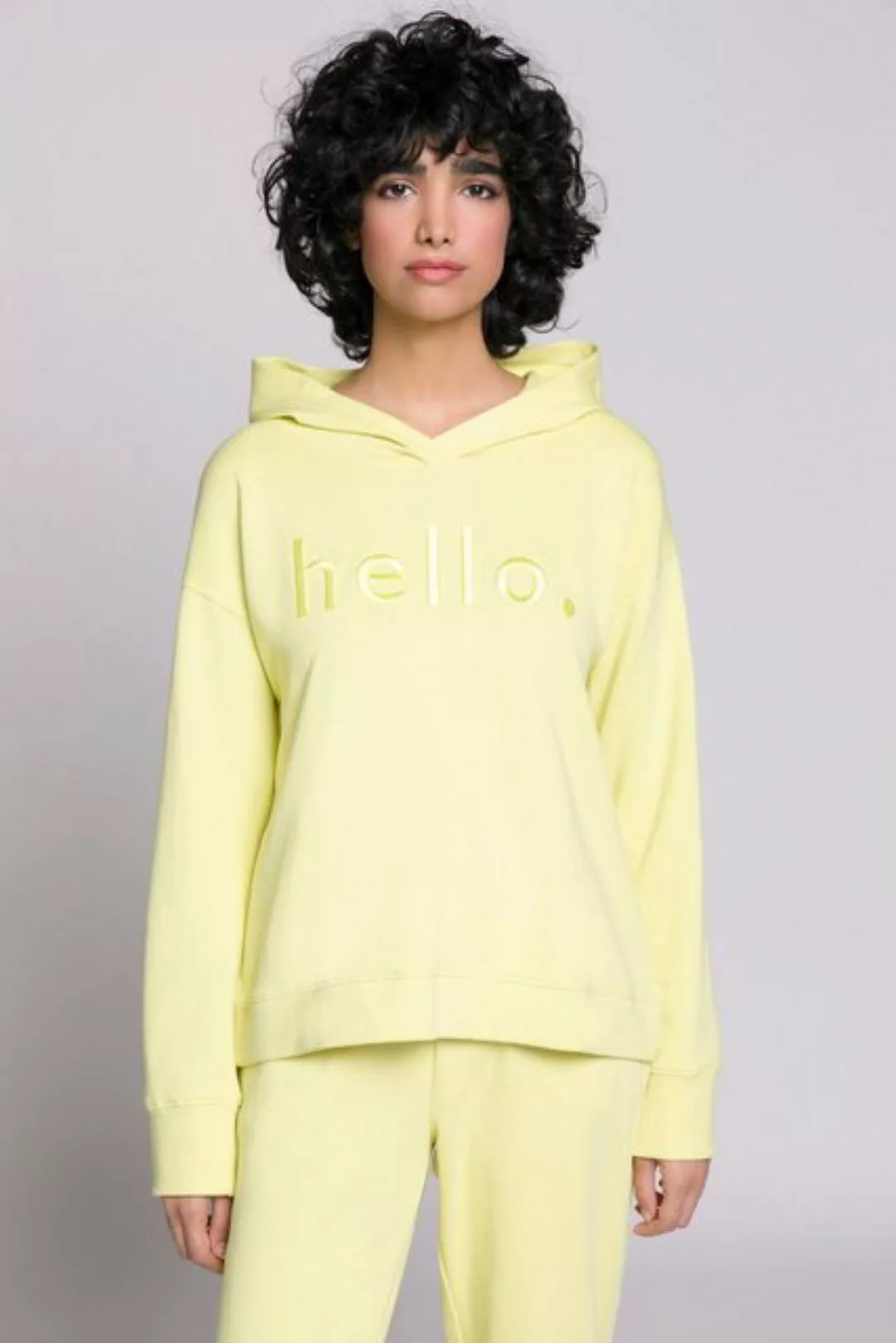 Gina Laura Sweatshirt Hoodie Sweater HELLO-Stickerei Kapuze Langarm günstig online kaufen