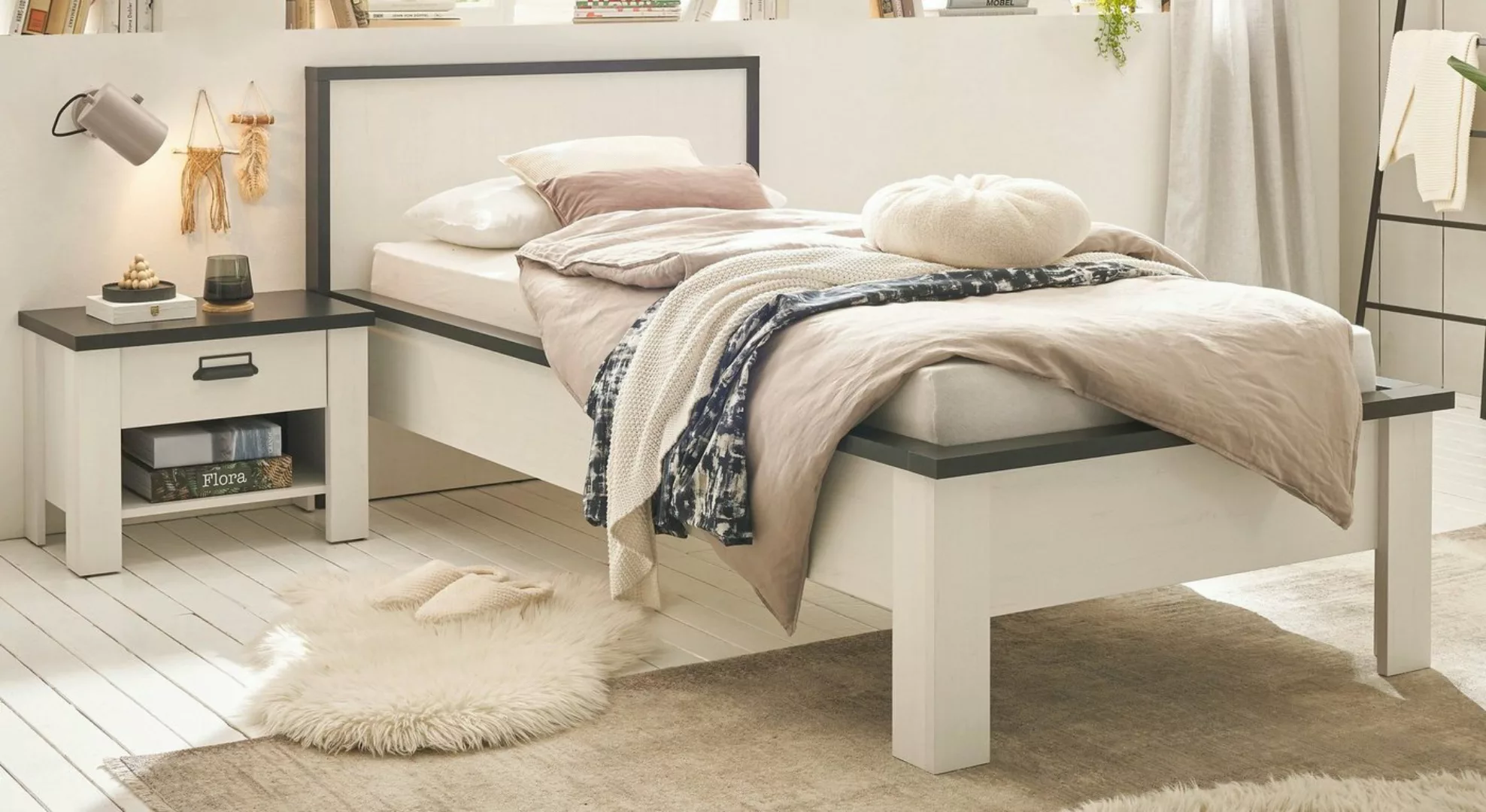 Furn.Design Bettanlage Stove, (Schlafzimmer-Set in Pinie weiß, 2-St., 90 x günstig online kaufen