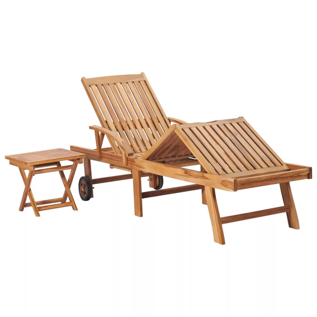 Sonnenliege Mit Tisch Massivholz Teak günstig online kaufen