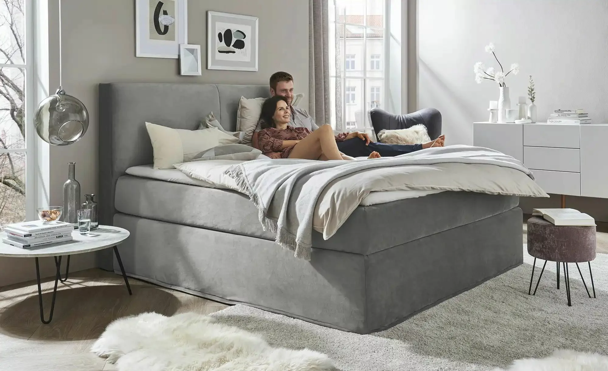 Boxi Boxspringbett 180 x 200 cm  Boxi Classic ¦ grau ¦ Maße (cm): B: 180 H: günstig online kaufen