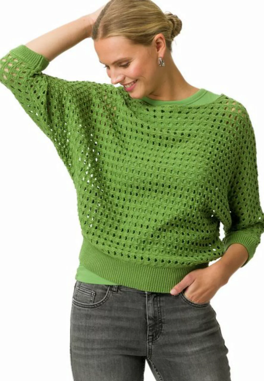 Zero Strickpullover mit Fledermausärmeln (1-tlg) Lochmuster günstig online kaufen