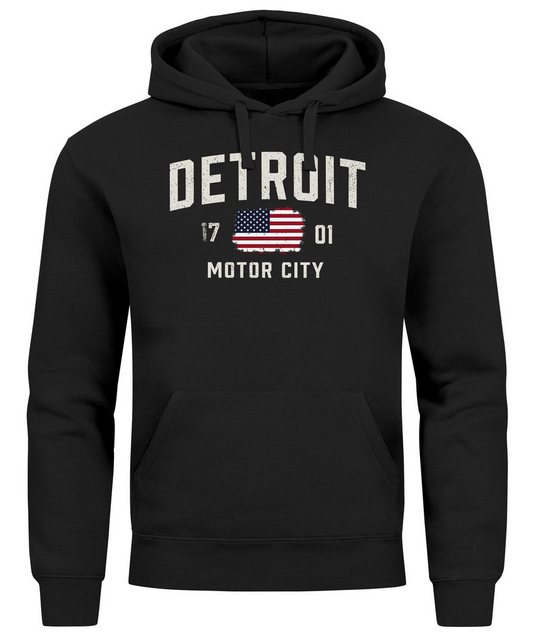 Neverless Hoodie Hoodie Herren Detroit USA Print Aufdruck Amerika Stars and günstig online kaufen