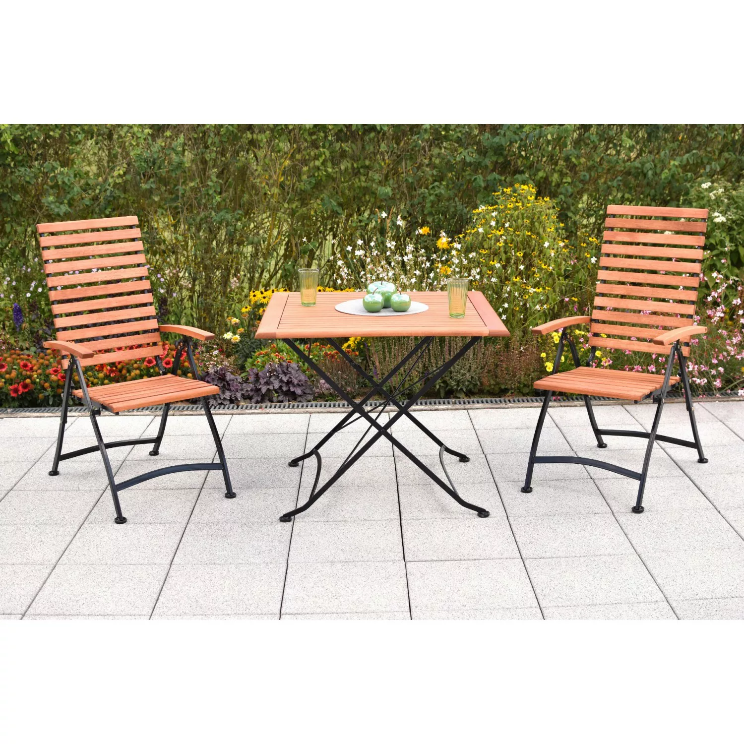 Merxx Schlossgarten Set 3-tlg. 2 Klappsessel Klapptisch 90 x 90 cm günstig online kaufen