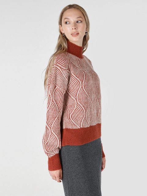 Colins Strickpullover Slim Fit halber Rollkragenpullover in Braun für Damen günstig online kaufen