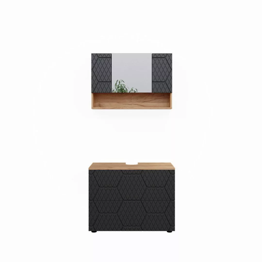 Vicco Badmöbel-Set Irma, Goldkraft Eiche/Anthrazit, 2 günstig online kaufen