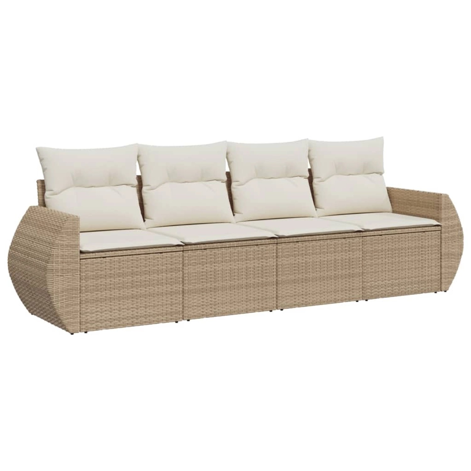 vidaXL 4-Tlg Garten-Sofagarnitur mit Kissen Beige Poly Rattan 3253415 günstig online kaufen