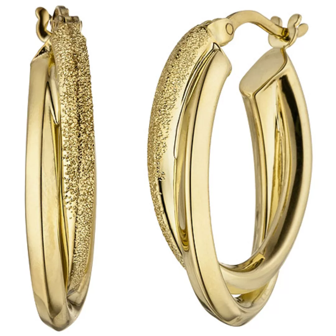 SIGO Creolen oval 925 Sterling Silber gold vergoldet matt Ohrringe günstig online kaufen