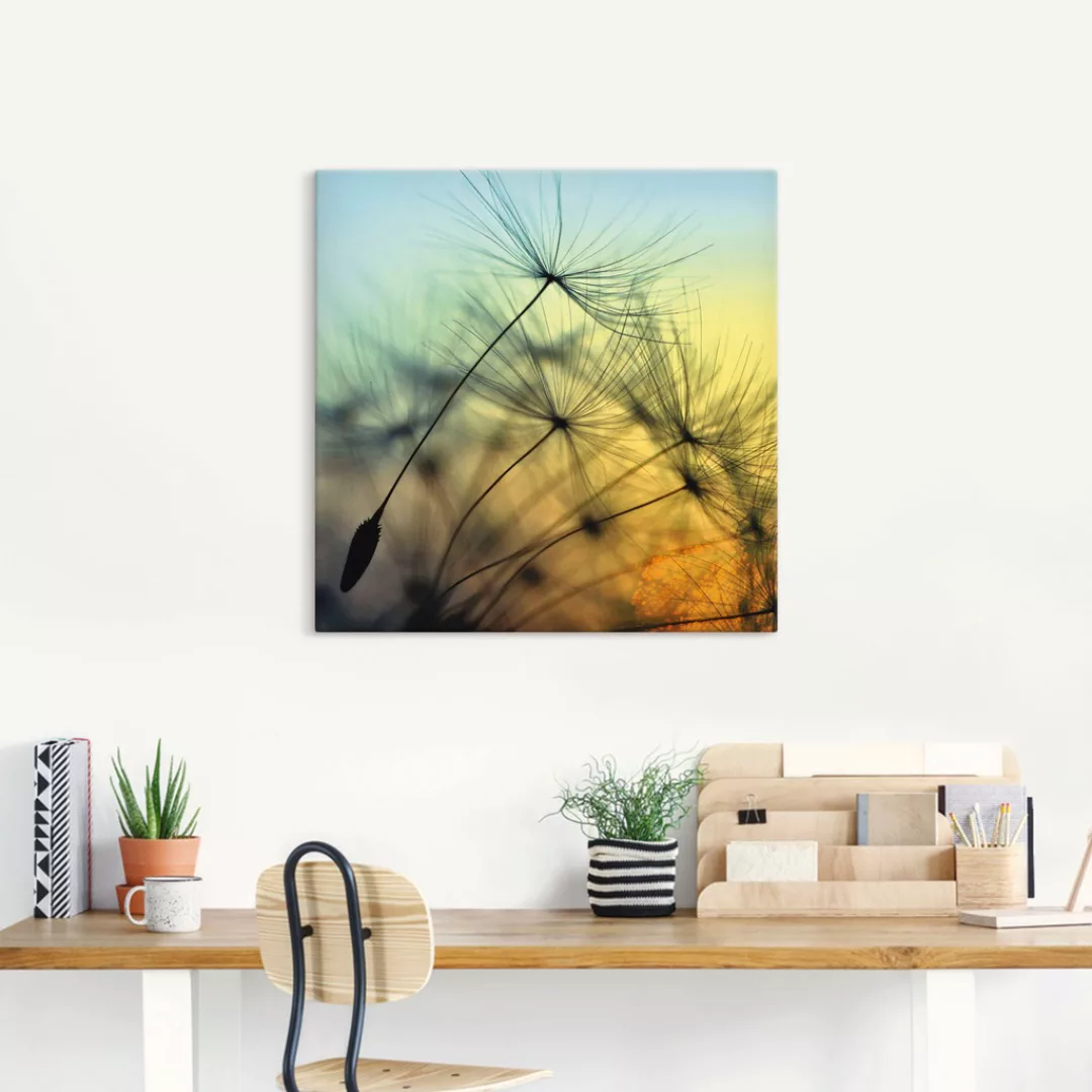 Artland Wandbild "Goldener Sonnenuntergang und Pusteblumen", Blumen, (1 St. günstig online kaufen