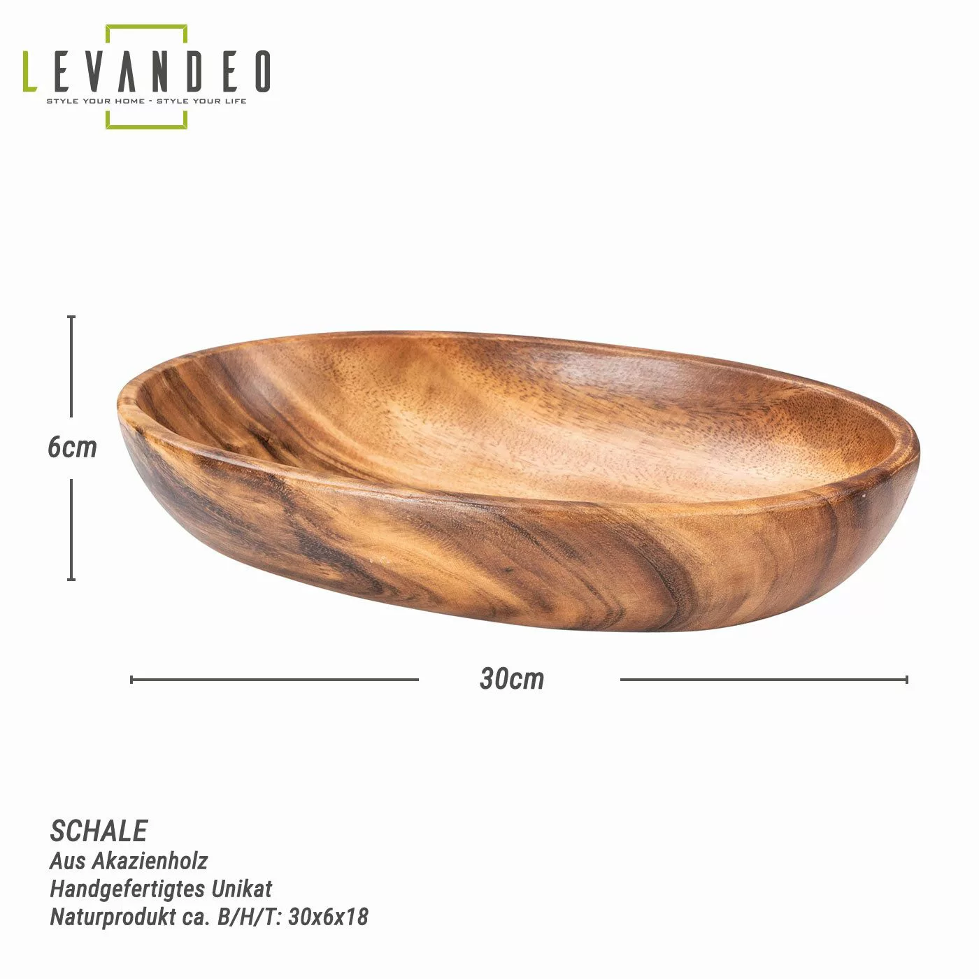 Levandeo® Dekoschale, Ovale Schale aus Holz günstig online kaufen