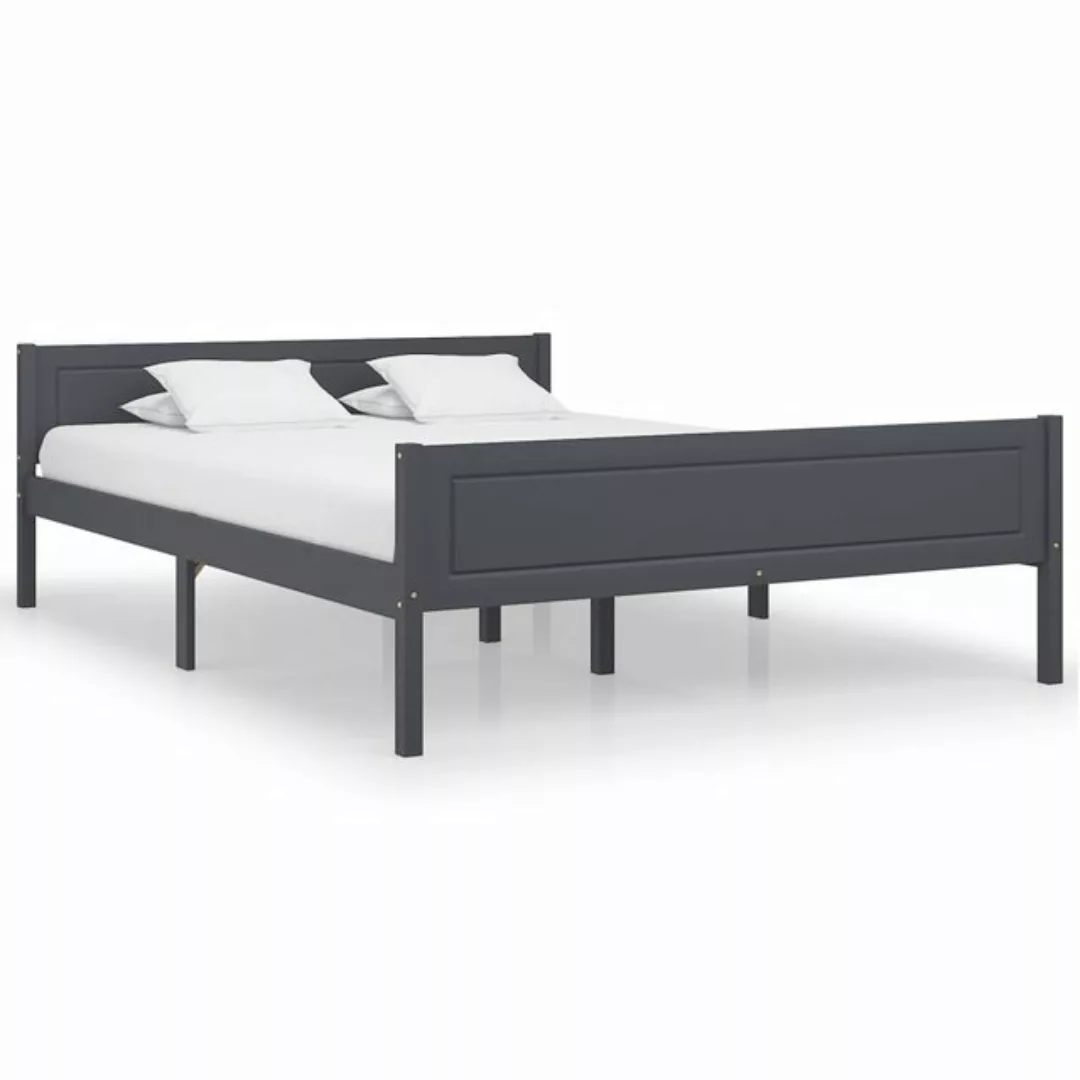 vidaXL Bettgestell Massivholzbett Kiefer Grau 160x200 cm Doppelbett Bett Be günstig online kaufen