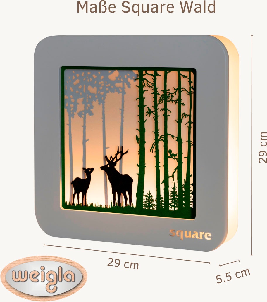 Weigla LED-Bild "Square Wandbild Wald, Herbstdeko, Batterie & Timer, WEIẞ-G günstig online kaufen