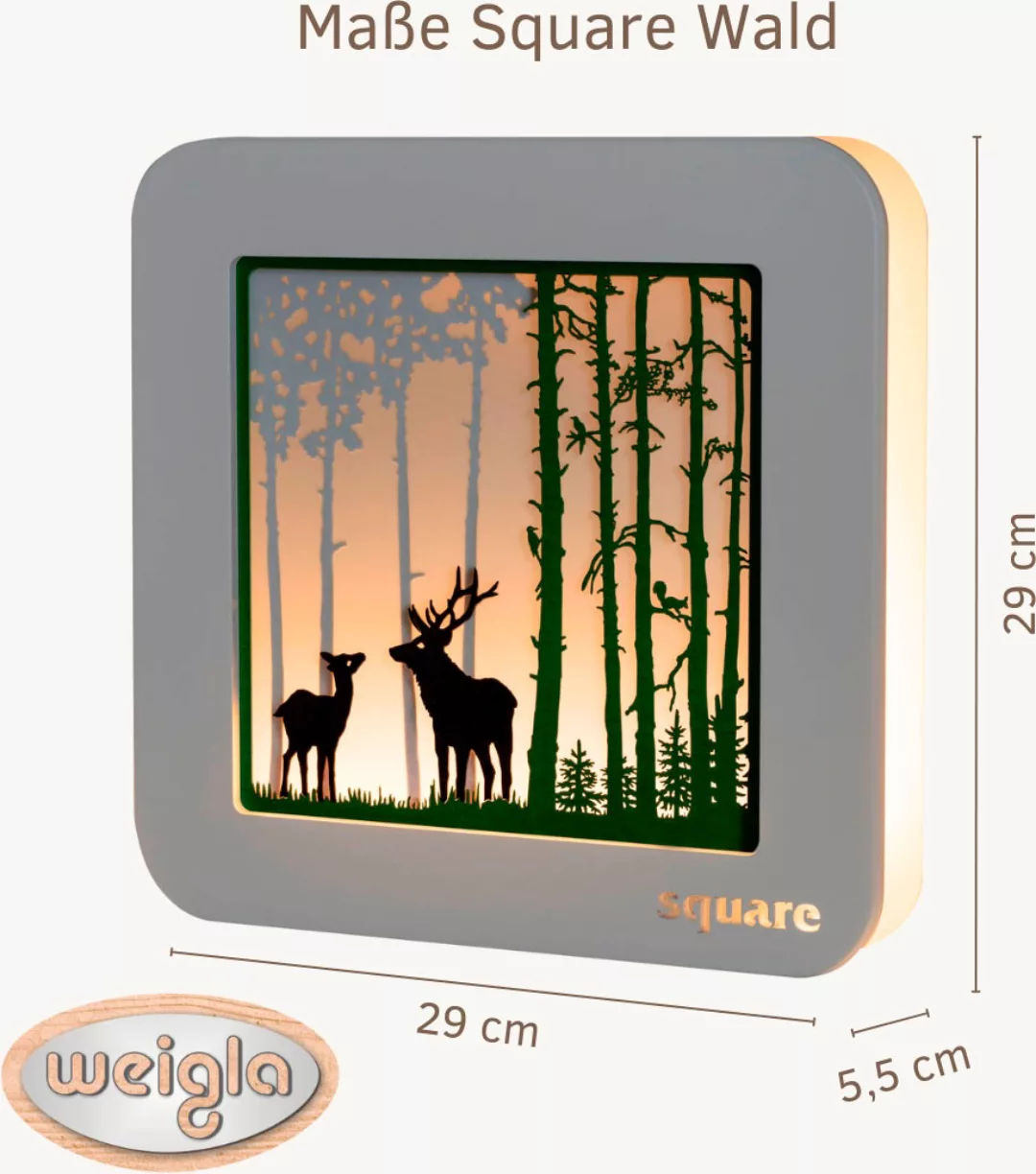 Weigla LED-Bild »Square Wandbild Wald, Herbstdeko, Batterie & Timer, WEIẞ-G günstig online kaufen