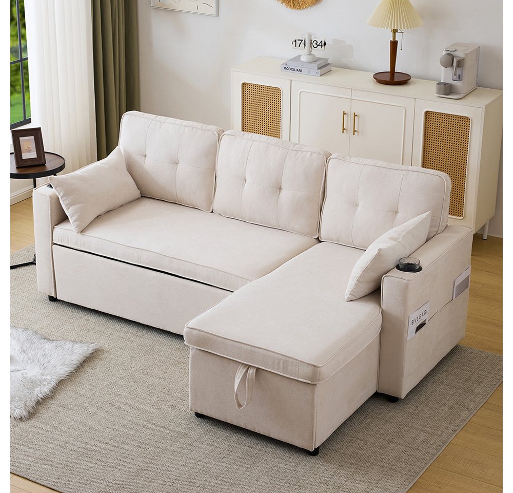 Sweiko Sofa Schlafsofa Loungesessel L-förmiges Sofa, mit Schlaffunktion,Lou günstig online kaufen