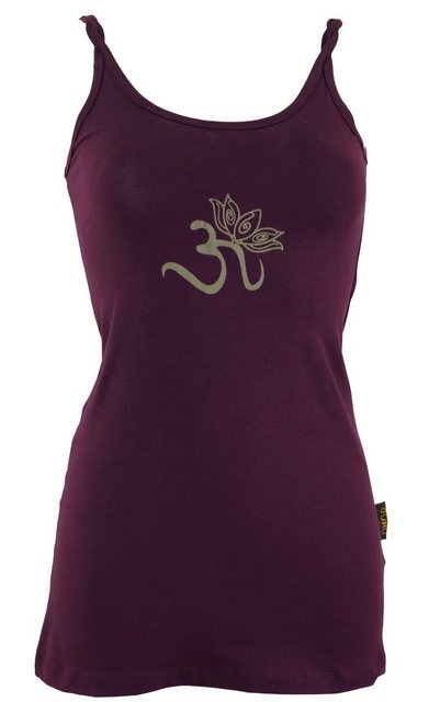 Guru-Shop T-Shirt Yoga-Top aus Bio-Baumwolle OM - plum Ethno Style, alterna günstig online kaufen