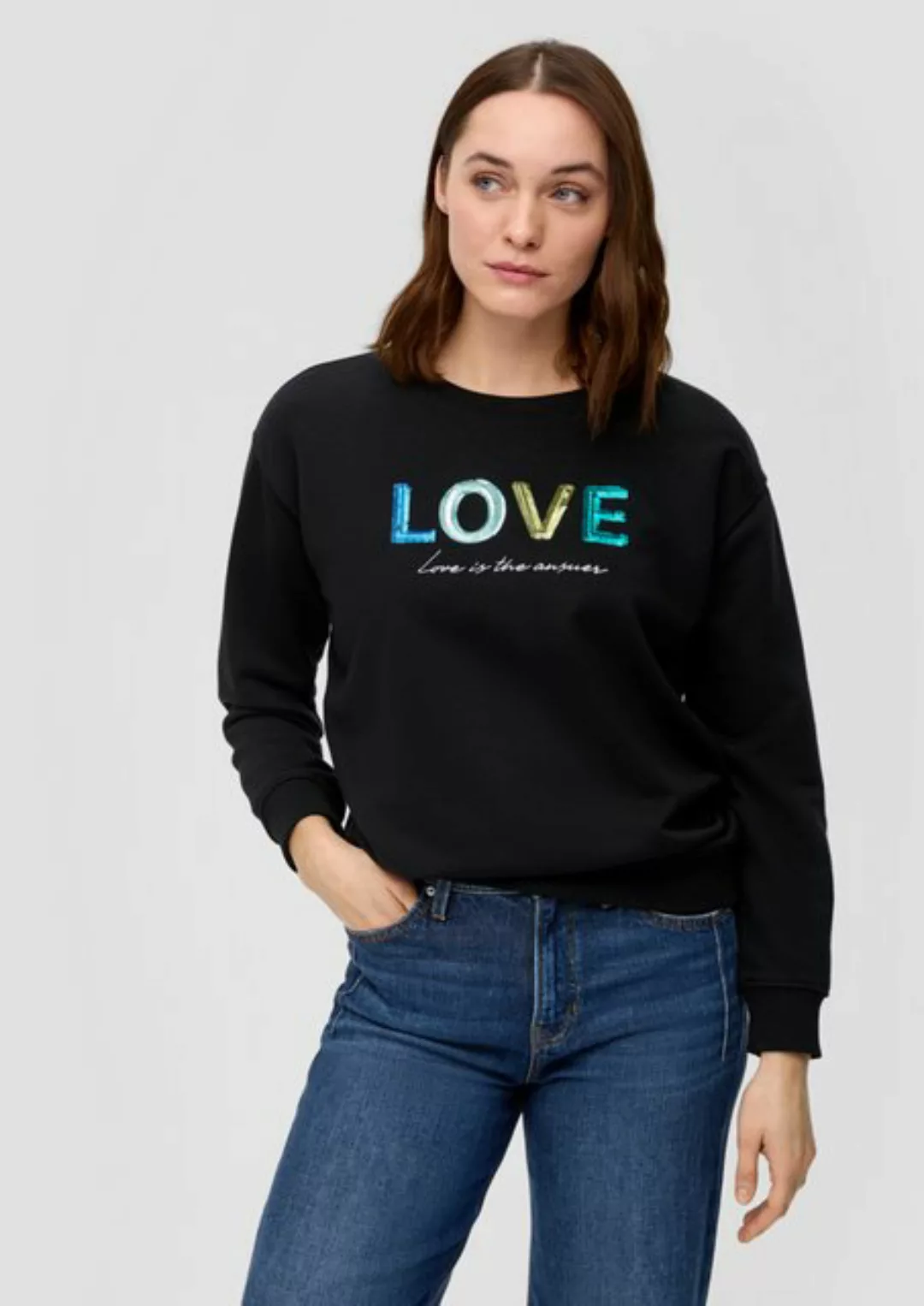 s.Oliver Sweatshirt Sweatshirt mit Pailletten-Stickerei Stickerei, Paillett günstig online kaufen