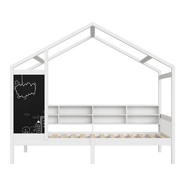 Romance Massivholzbett Kinderbett Hausbett Einzelbett, mit Dach, Tafel,stab günstig online kaufen