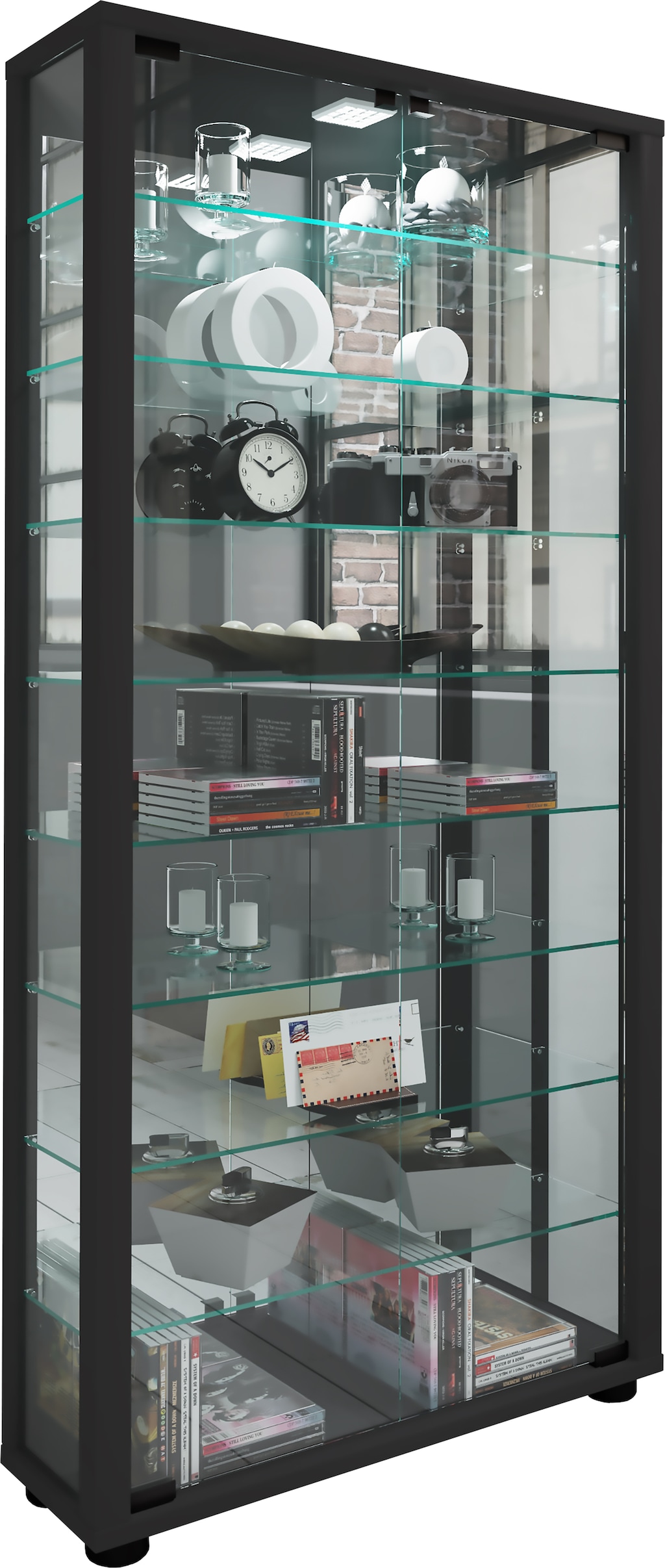 VCM Vitrine "VCM Glasvitrine stehend  Vitrine Glas mit ESG-Sicherheitsglas günstig online kaufen