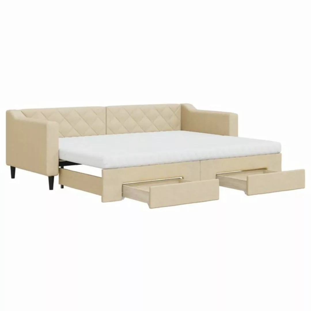 vidaXL Gästebett Gästebett Tagesbett Ausziehbar mit Schubladen Creme 80x200 günstig online kaufen