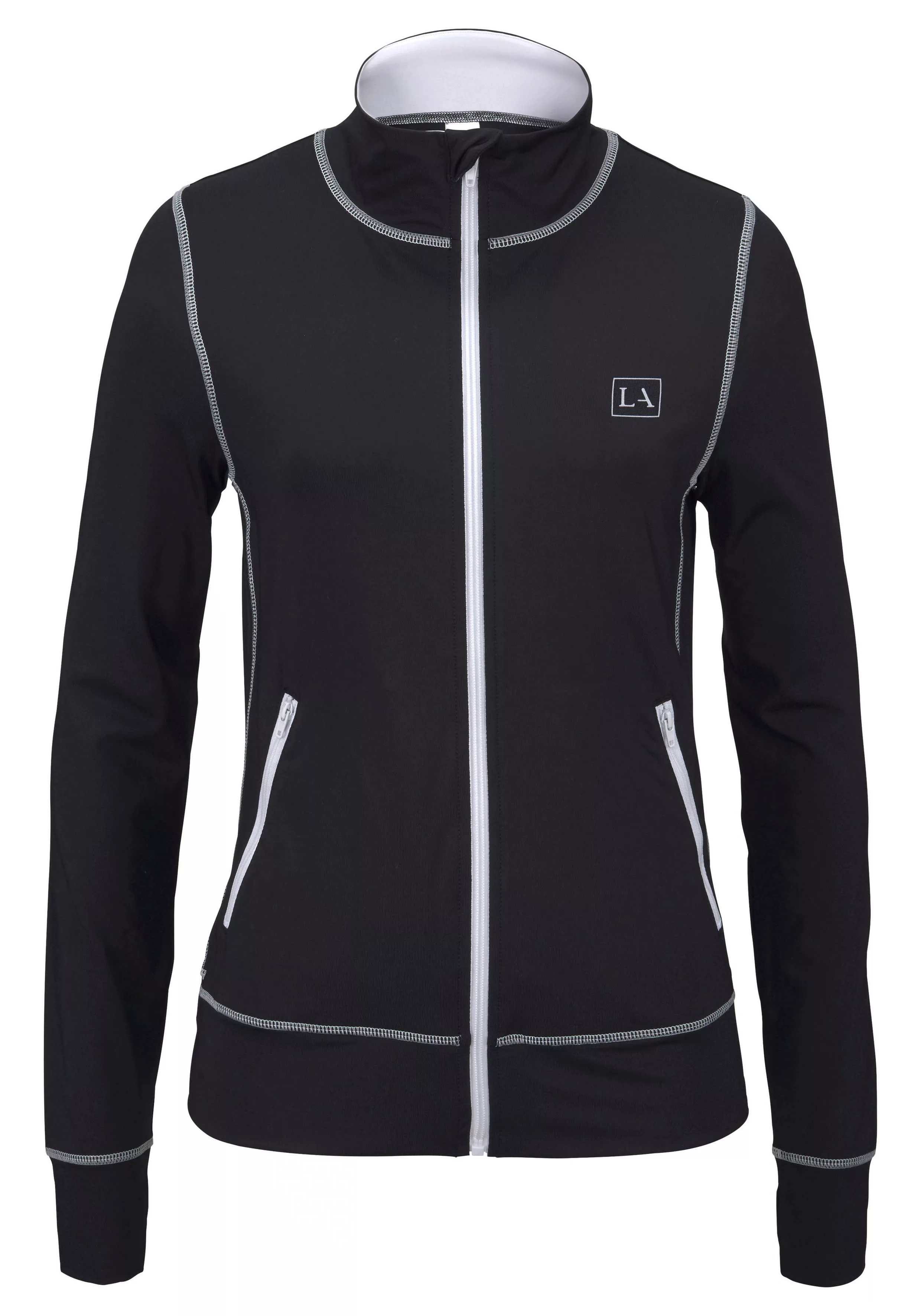 LASCANA ACTIVE Trainingsjacke "-Sportjacke Black Marble", mit Kontrastnähte günstig online kaufen