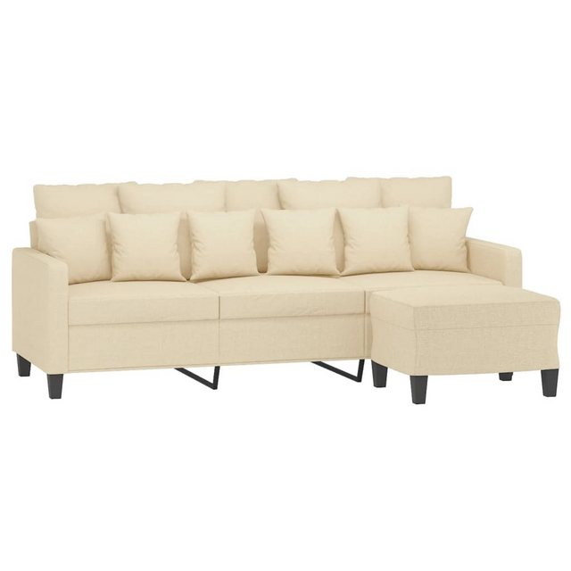 vidaXL Sofa 3-Sitzer-Sofa mit Hocker Creme 180 cm Stoff günstig online kaufen