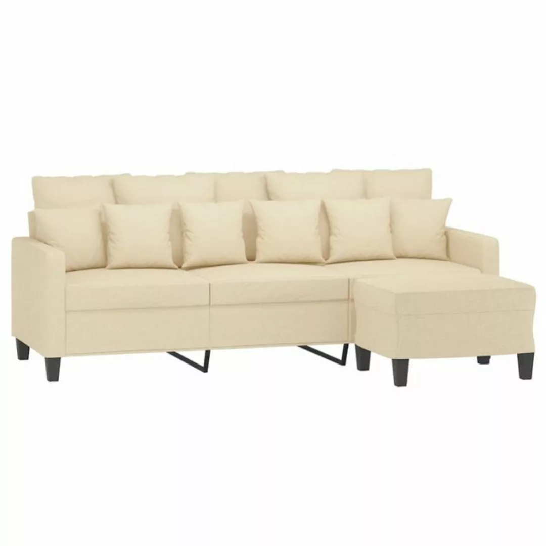 vidaXL Sofa 3-Sitzer-Sofa mit Hocker Creme 180 cm Stoff günstig online kaufen