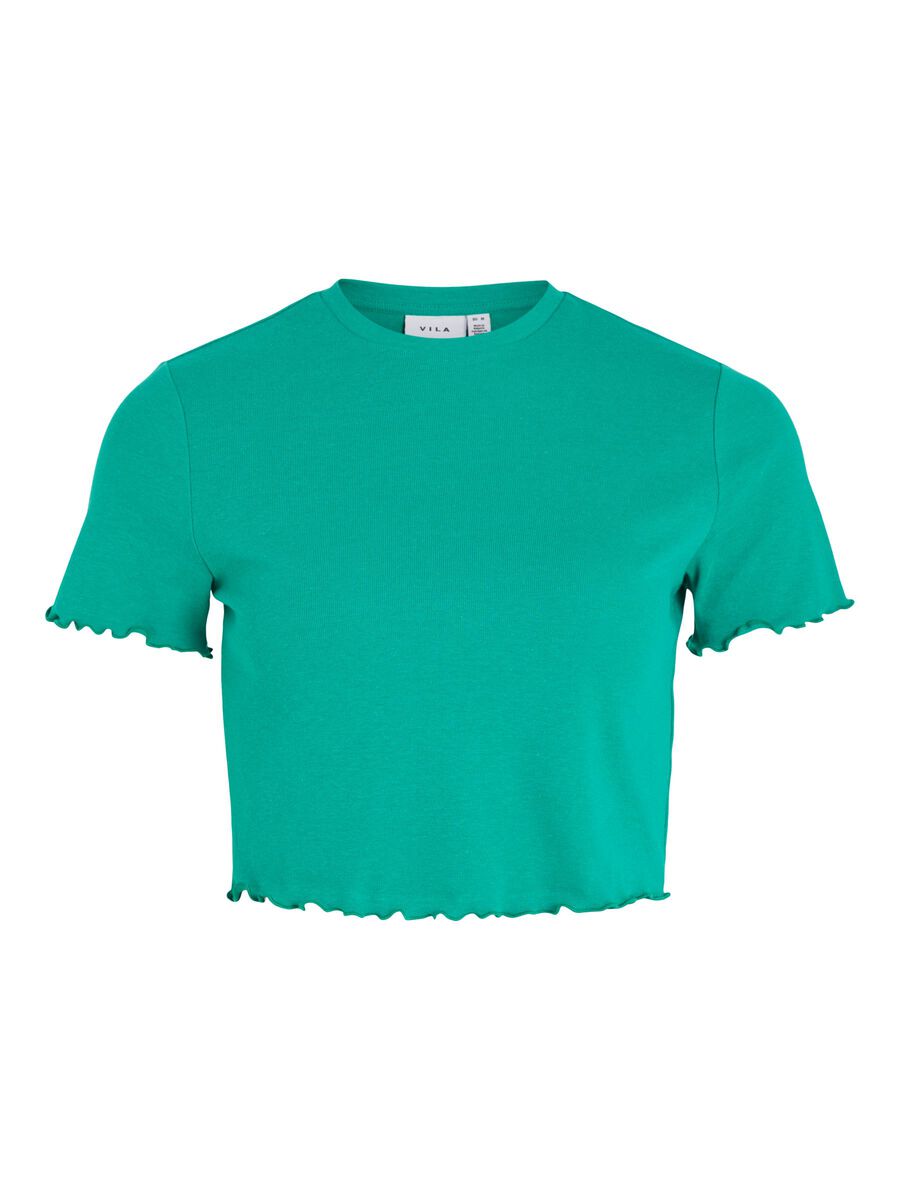 VILA Kurzärmeliges Crop Top Damen Grün günstig online kaufen