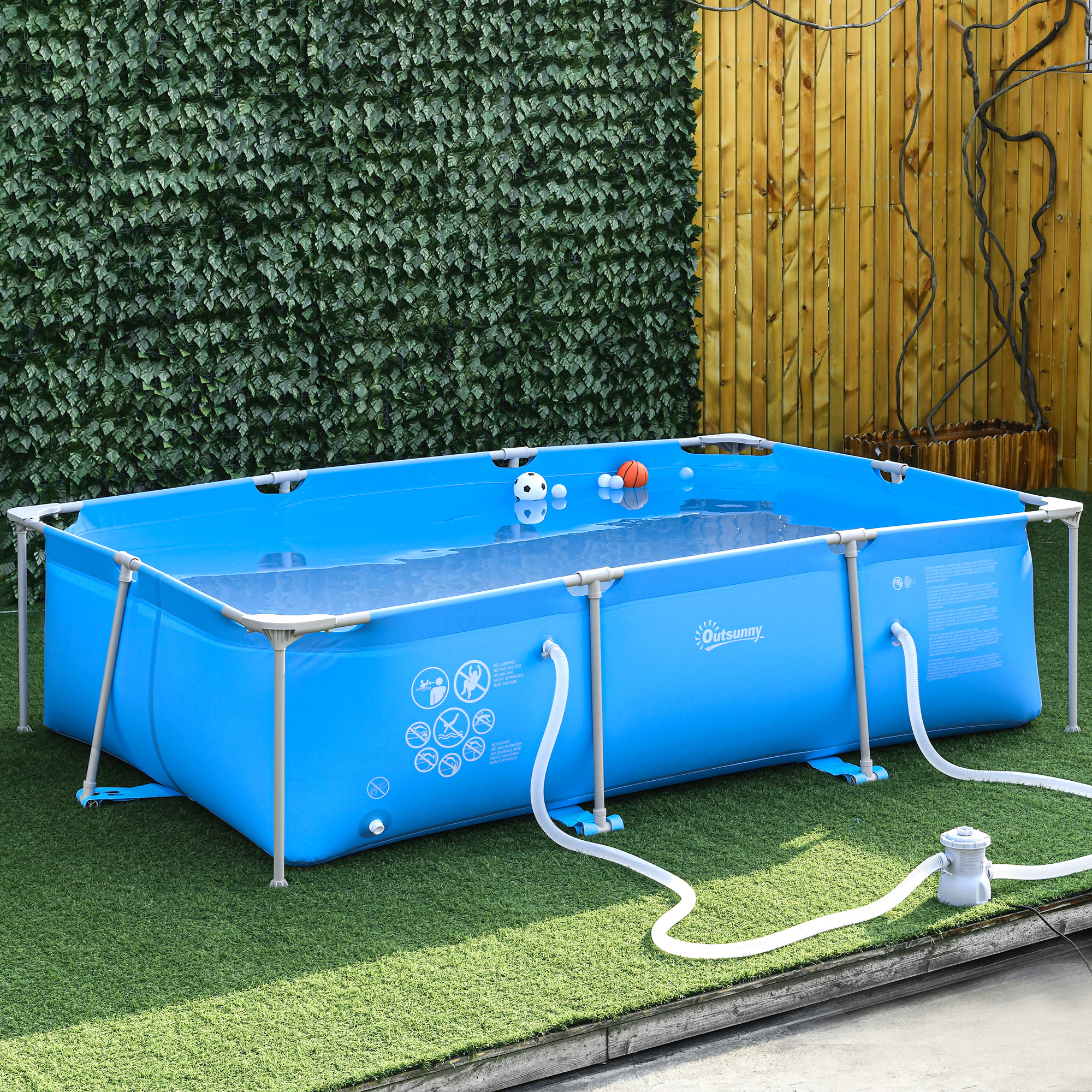 Outsunny Rechteckiger Aufstellpool mit Metallrahmen und Filter 292L x 190B günstig online kaufen