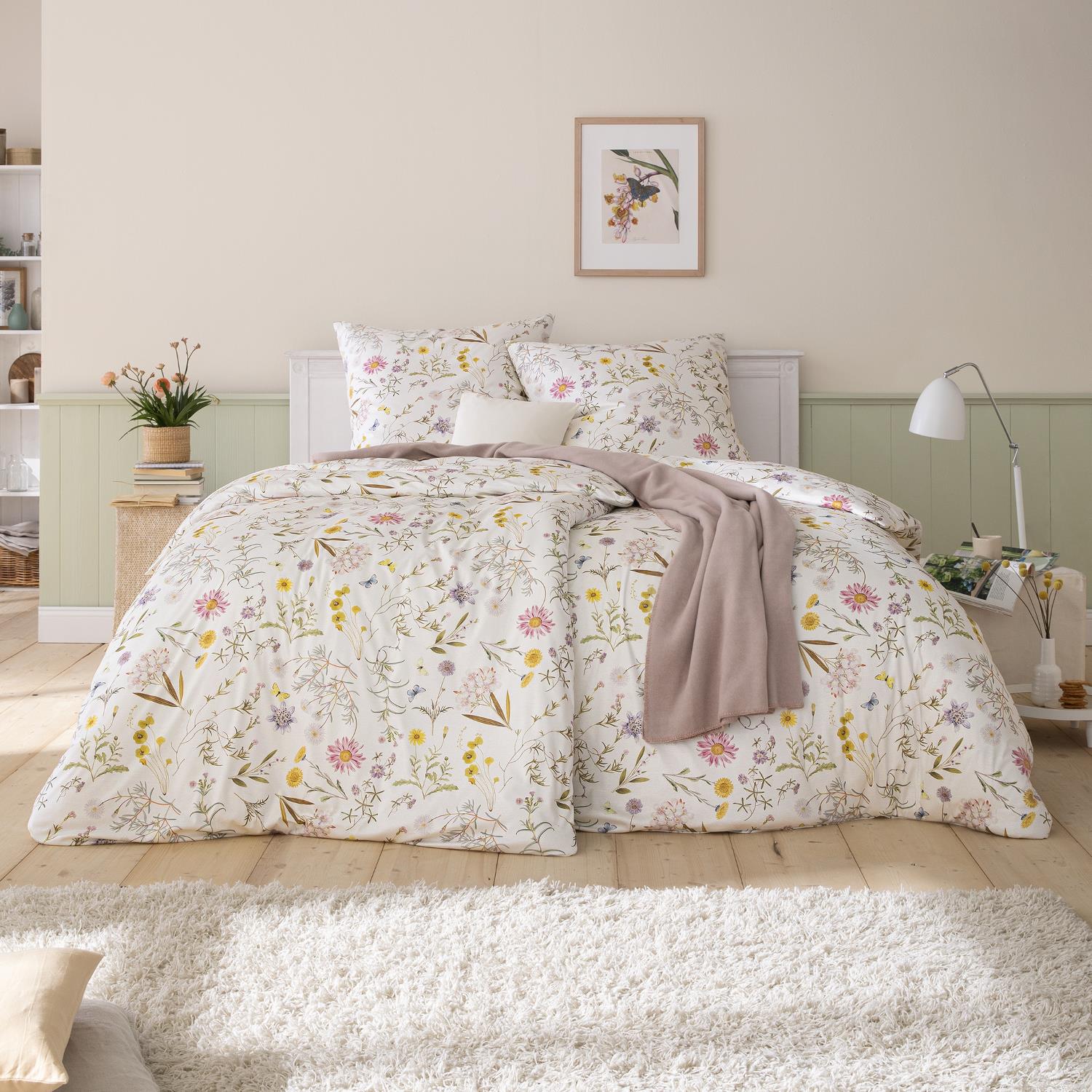 Estella Interlock Jersey Bettwäsche Marica 6254-985 Blumen 135x200 günstig online kaufen