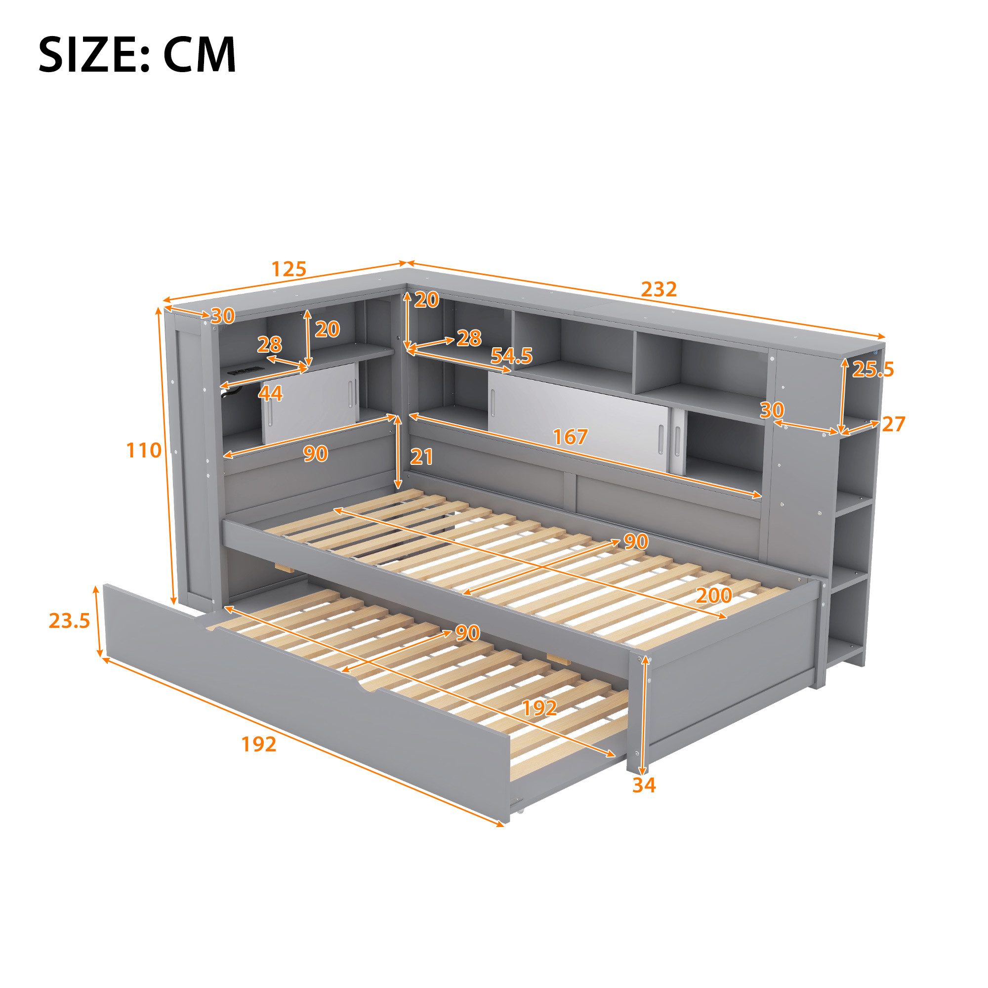 Ulife Holzbett 90x200cm mit Ladeanschluss/ Stauraum/ günstig online kaufen