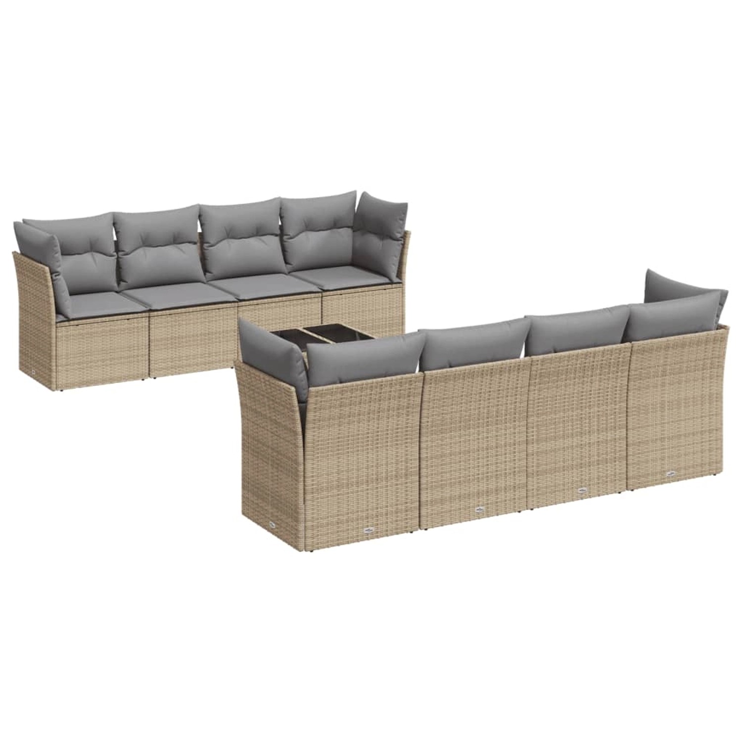 vidaXL 9-Tlg Garten-Sofagarnitur mit Kissen Beige Poly Rattan 3217309 günstig online kaufen