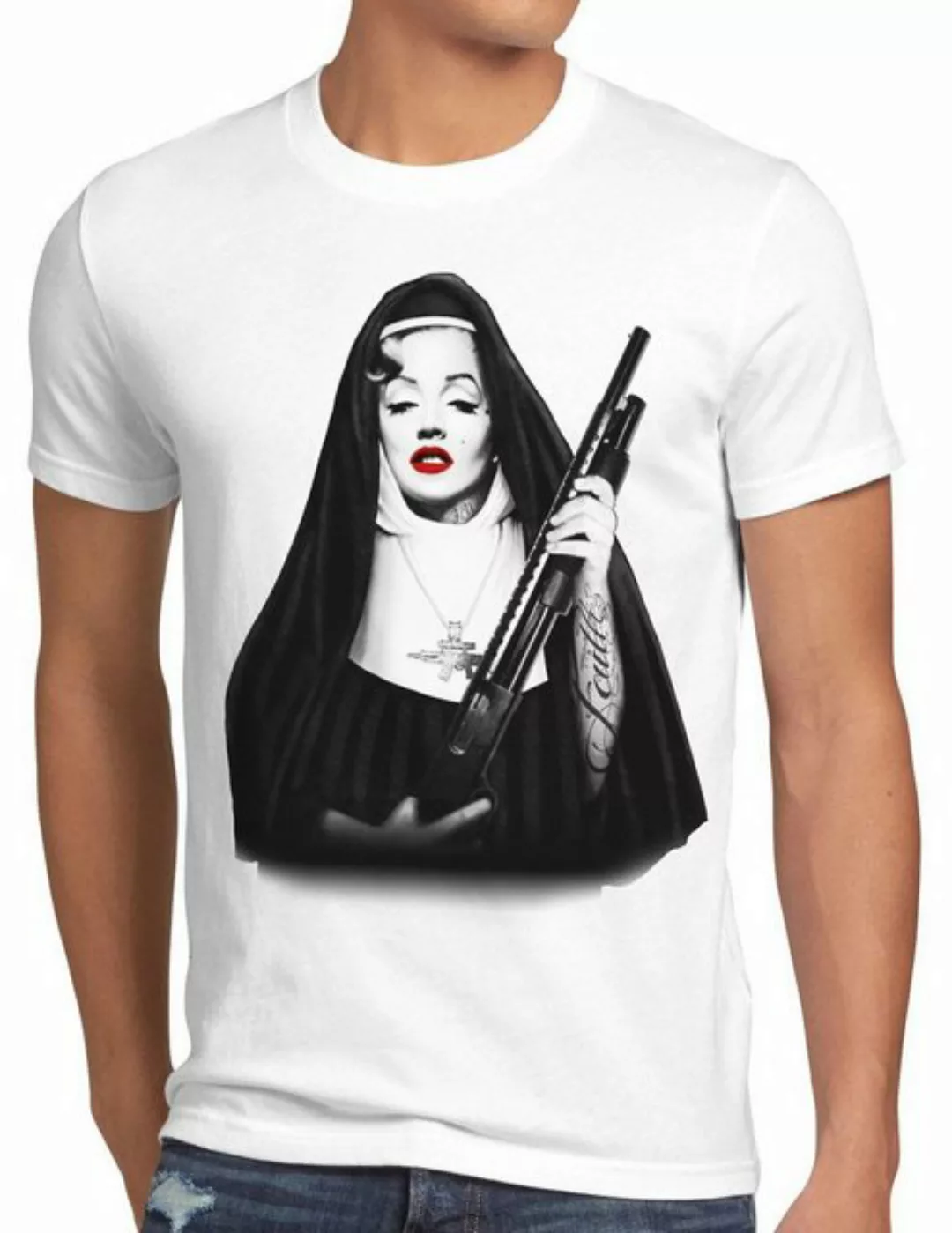 style3 Print-Shirt Herren T-Shirt Marilyn Gebetsschwester tattoo monroe roc günstig online kaufen