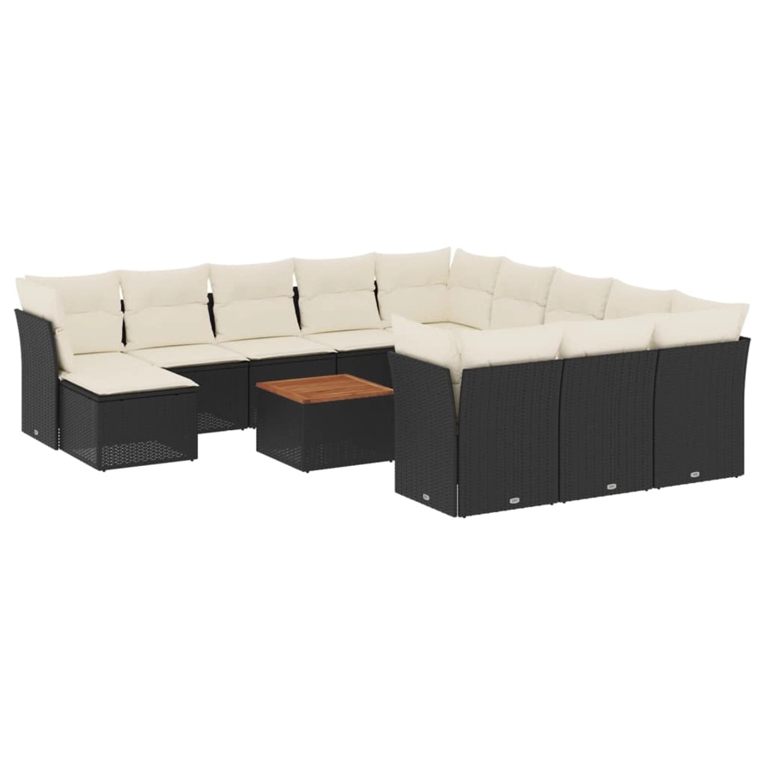 vidaXL 13-tlg Garten-Sofagarnitur mit Kissen Schwarz Poly Rattan Modell 42 günstig online kaufen