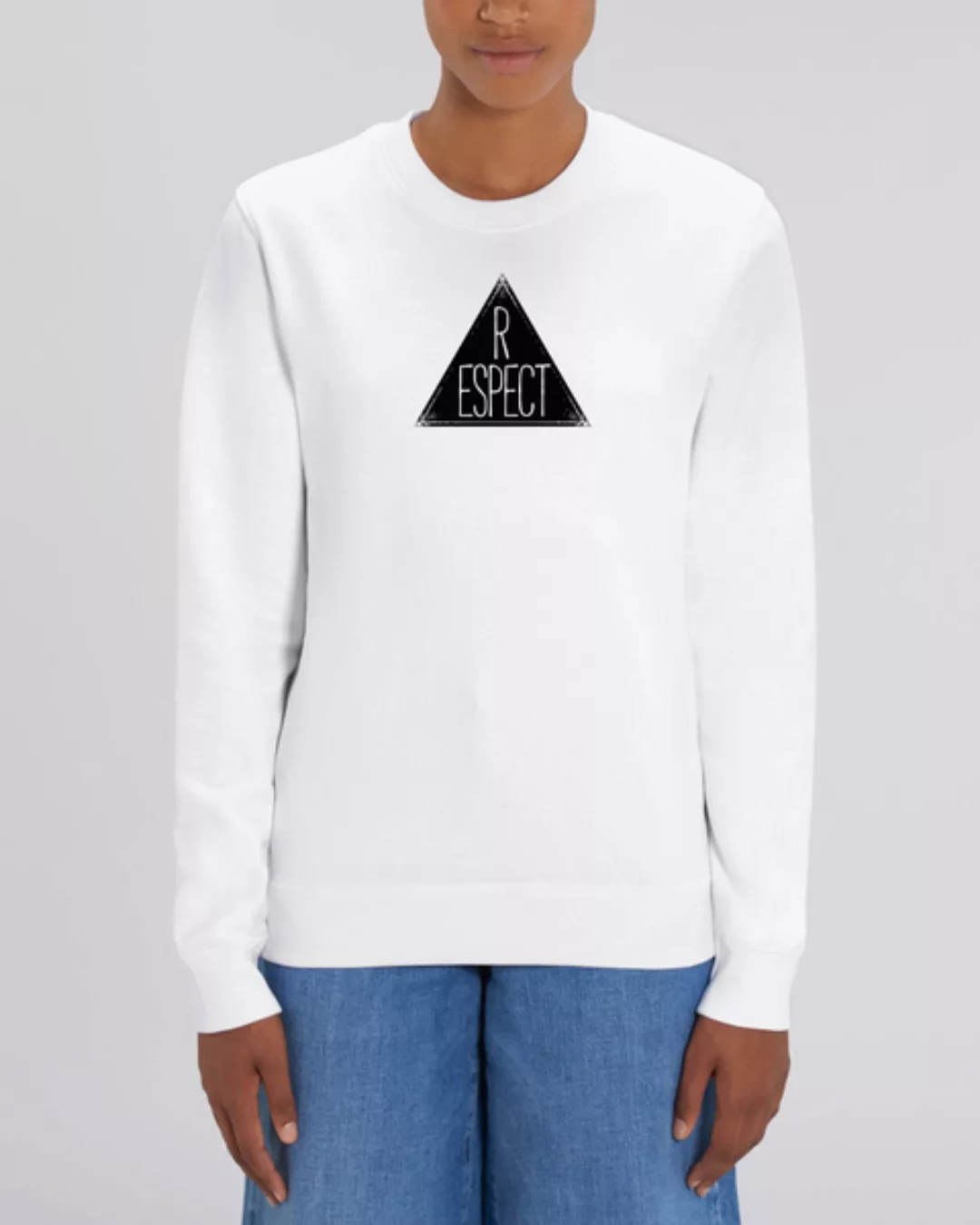 Bio Unisex Rundhals-sweatshirt - "Switch - Respect" In Weiß günstig online kaufen