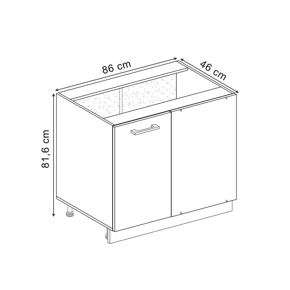 Vicco Eckunterschrank R-Line, Schwarz Hochglanz/Weiß, 86 günstig online kaufen