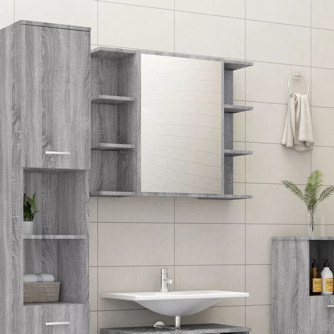Vidaxl Bad-spiegelschrank Grau Sonoma 80x20,5x64 Cm Holzwerkstoff günstig online kaufen